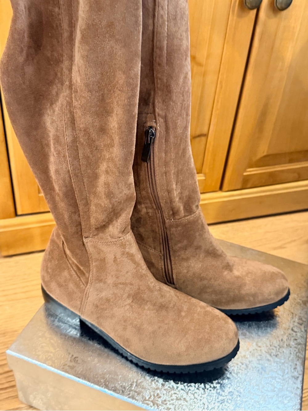 Shoe'N Tale Boots Women Size 6 Faux Suede Stretch Over The Knee‎ Thigh High